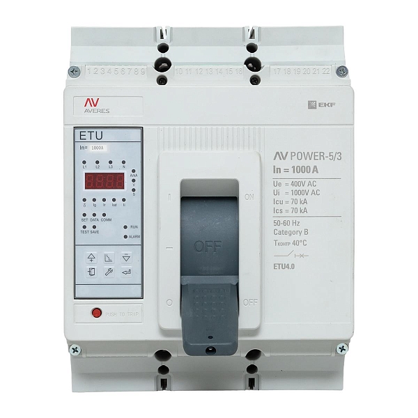 Выключатель автоматический в литом корпусе AV-POWER-5/3 1000А 70кА ETU4.0 EKF