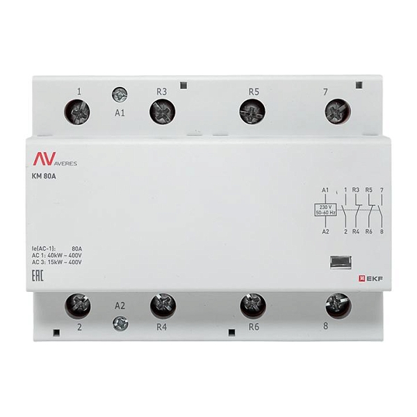 Контактор модульный КМ 80А 2NO+2NC 230В АС (6 мод.) AVERES EKF