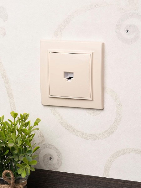 Розетка RJ-45 1-мест. СП бежевый Минск EKF