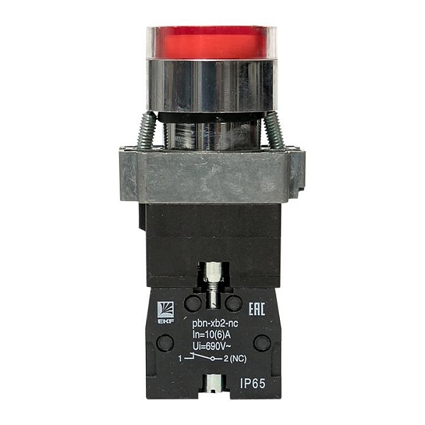 Кнопка BA42 с подсветкой 230В красная NC IP65 EKF PROxima