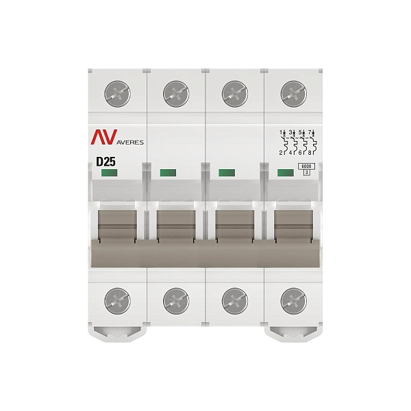 Выключатель автоматический AV-6 4P 25A (D) 6kA EKF AVERES