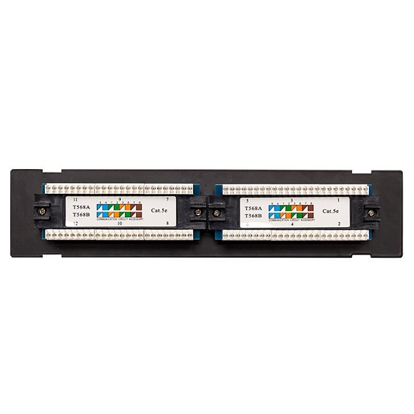Патч-панель настенная TERACOM PRO Cat.5E неэкранированная UTP 12 портов RJ-45 Dual IDC
