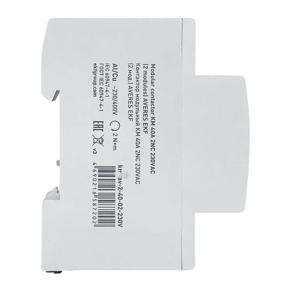 Контактор модульный КМ 40А 2NC 230В АС (2 мод.) AVERES EKF