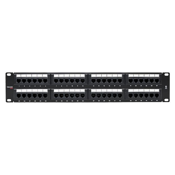 Патч-панель TERACOM PRO 19'' Cat.6 2U неэкранированная UTP 48 портов RJ-45 Dual IDC