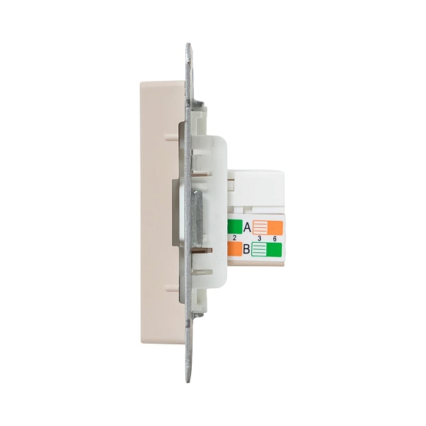 Механизм розетки RJ45 - 2шт, (cat5), кремовый Эпика EKF