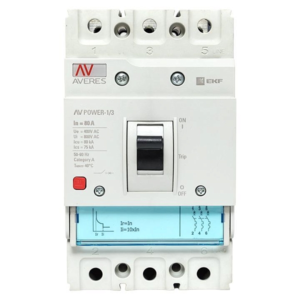 Выключатель автоматический в литом корпусе AV-POWER-1/3 80А 80кА TR EKF