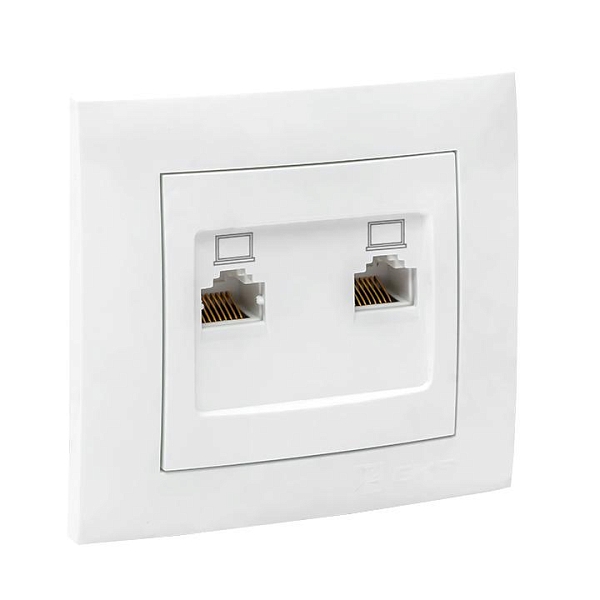 Валенсия розетка компьютерная RJ-45 2-местная белая EKF