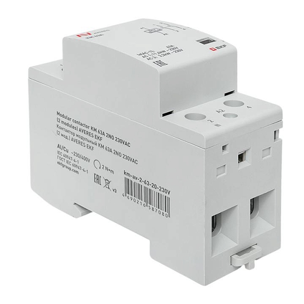 Контактор модульный КМ 63А 2NO 230В АС (2 мод.) AVERES EKF