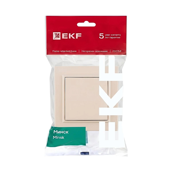 Минск Кнопка нажимная СП, 10А, бежевая EKF