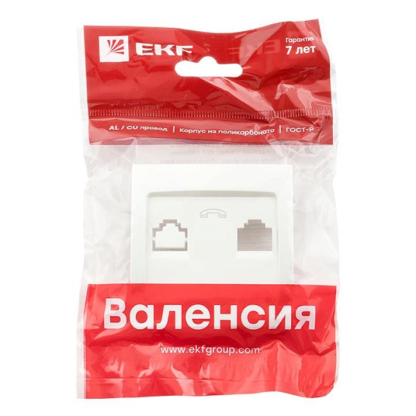 Валенсия лицевая панель розетки Phone 1-местная жемчуг EKF