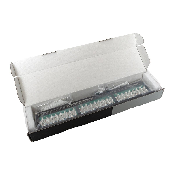 Патч-панель высокой плотности TERACOM PRO 19'' Cat.5E 1U неэкранированная UTP 48 портов RJ-45 Dual IDC с органайзером