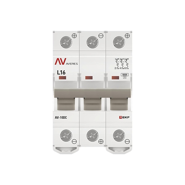 Выключатель автоматический AV-10 DC 3P 16A (L) 10kA EKF AVERES