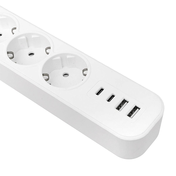 Удлинитель LUX 5 гнезд 2USB 2,4А+2type-C 5 метров 1,5мм2 EKF