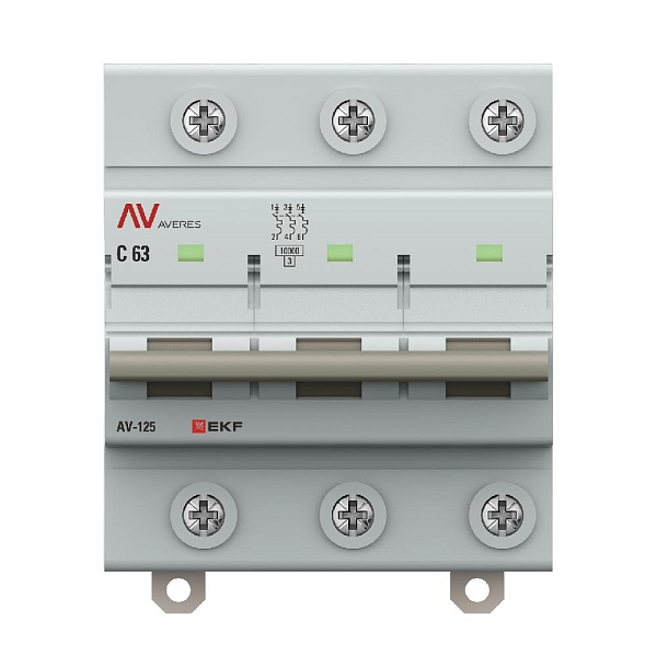 Выключатель автоматический AV-125 3P 63A (D) 10kA EKF AVERES
