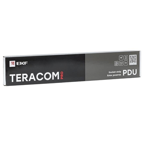 Блок розеток PDU TERACOM PRO 19" 1U 10А/250В 9 розеток Schuko шнур питания длиной 2 метра сечение 3x1,5 мм2 вилка C14 корпус алюминий черный