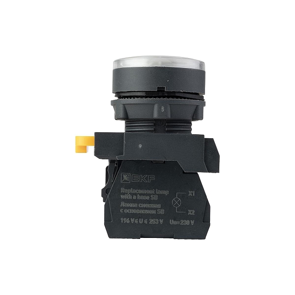Кнопка SB-27 плоская без фиксации c подсветкой 220V AC 1NC белая IP65 EKF