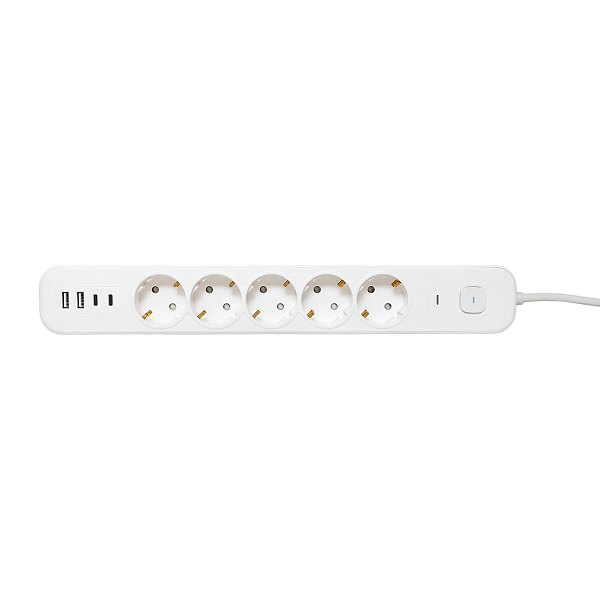 Удлинитель LUX 5 гнезд 2USB 2,4А+2type-C 5 метров 1,5мм2 EKF