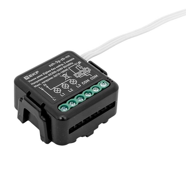 Умное реле в подрозетник 3-канальное без нейтрали Zigbee EKF Connect Select
