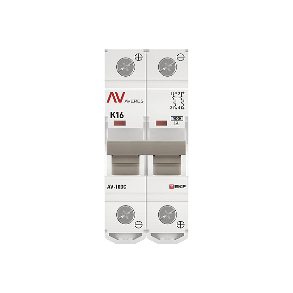 Выключатель автоматический AV-10 DC 2P 16A (K) 10kA EKF AVERES