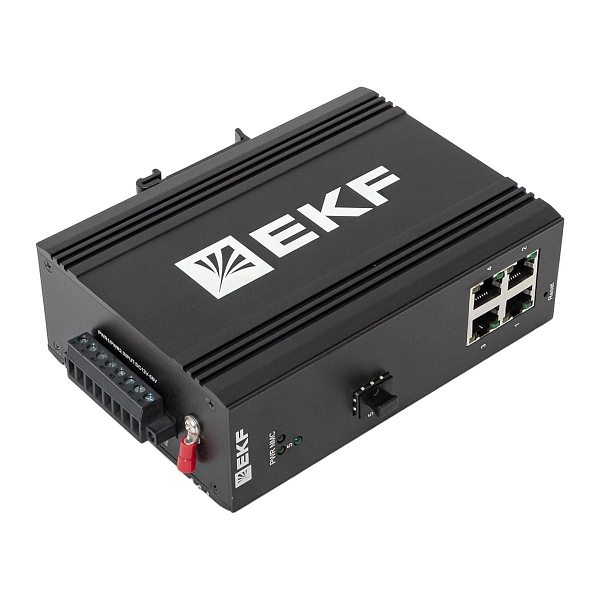 Промышленный управляемый коммутатор уровня L2 ML2-1GX/SFP-4GTP, 1 порт 1000Base-X SFP, 4 порта 10/100/1000Base-T(X) RJ45 c PoE, монтаж на динрейку TSX EKF