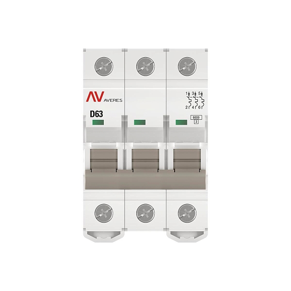 Выключатель автоматический AV-6 3P 63A (D) 6kA EKF AVERES