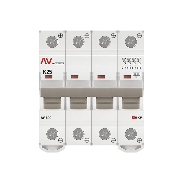 Выключатель автоматический AV-6 DC 4P 25A (K) 6kA EKF AVERES