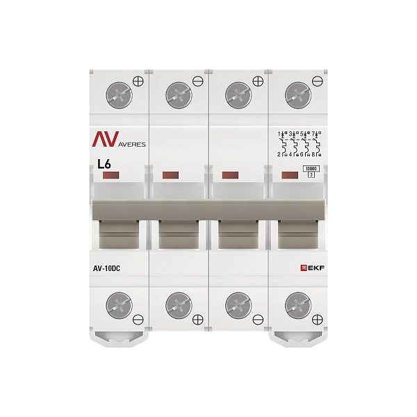 Выключатель автоматический AV-10 DC 4P 6A (L) 10kA EKF AVERES