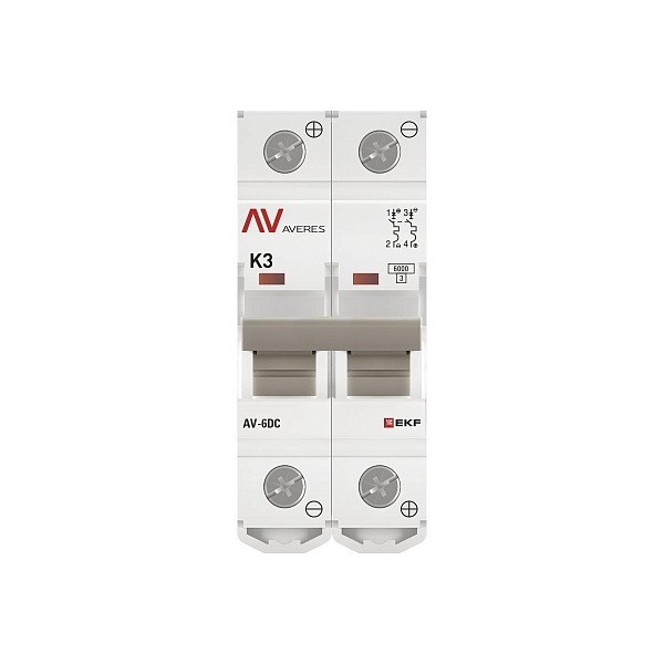 Выключатель автоматический AV-6 DC 2P 3A (K) 6kA EKF AVERES