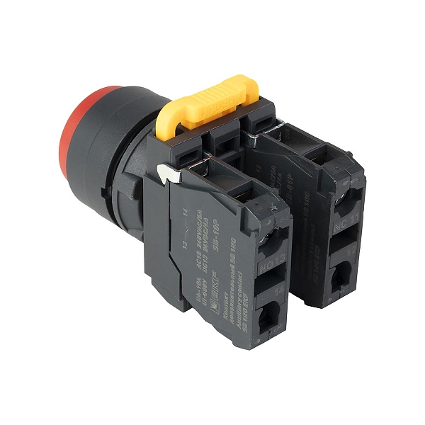 Кнопка выпирающая SB-35 с фиксацией 1NO+1NC красная IP65 EKF