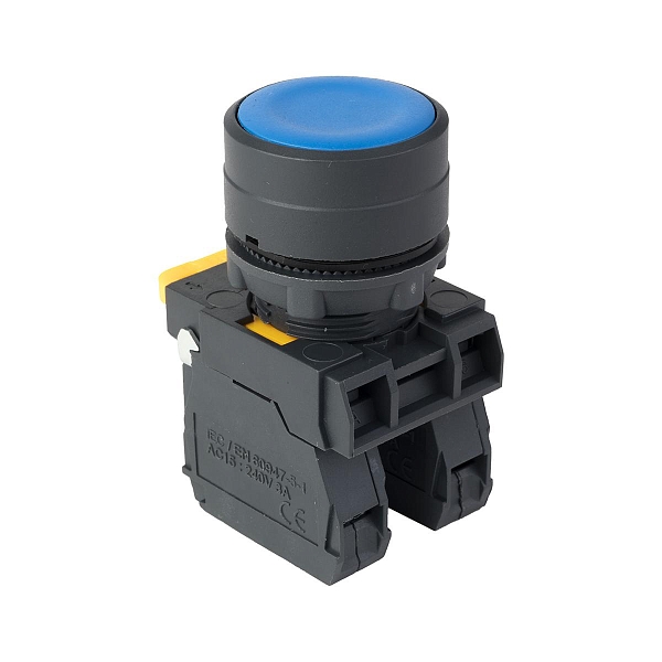 Кнопка SB-31 плоская с фиксацией 1NO+1NС синяя IP65 EKF