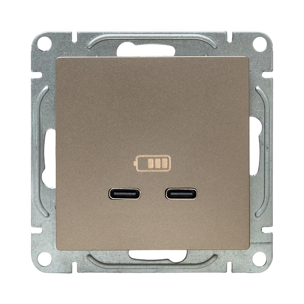 Механизм розетки USB-C - 2шт, шампань Эпика EKF
