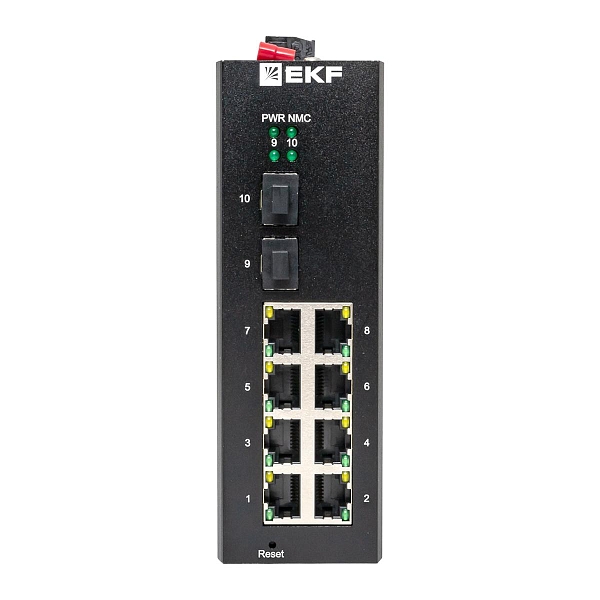 Промышленный управляемый коммутатор уровня L2 TSX-ML2-2GX/SFP-8GT, 2 порта 1000Base-X SFP, 8 портов 10/100/1000Base-T(X) RJ45, монтаж на динрейку TSX EKF