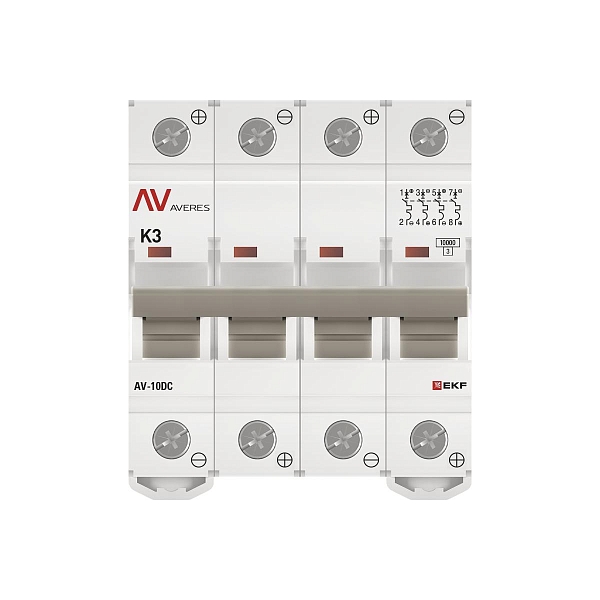 Выключатель автоматический AV-10 DC 4P 3A (K) 10kA EKF AVERES