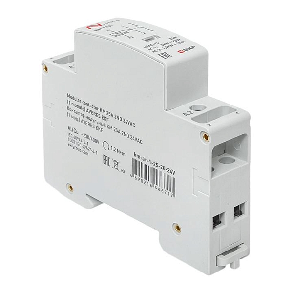 Контактор модульный КМ 25А 2NO 24В АС (1 мод.) AVERES EKF