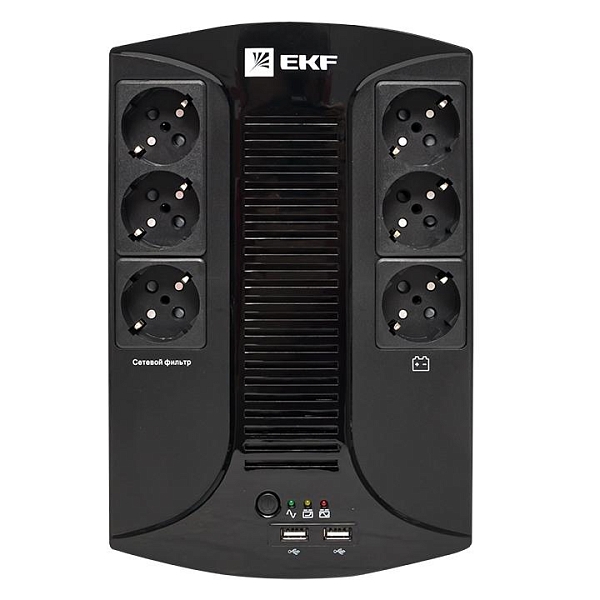 ИБП E-Power Home 800 ВА , 480Вт, 6хSchuko, 2xUSB Charger, USB,RJ11