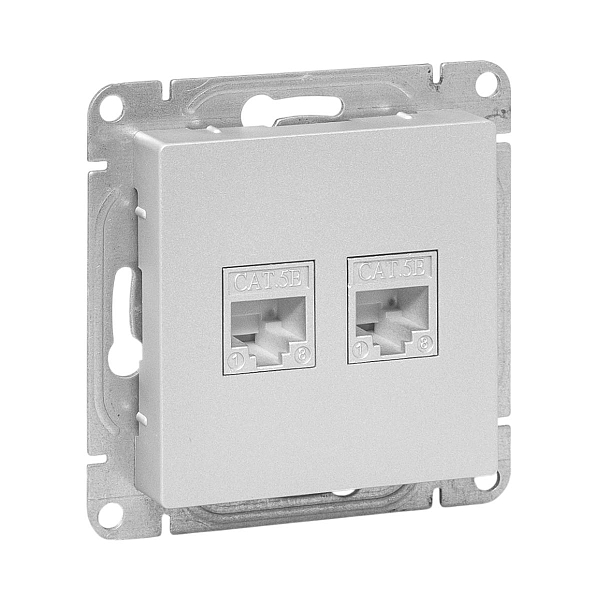 Механизм розетки RJ45 - 2шт, (cat6), алюминий Эпика EKF