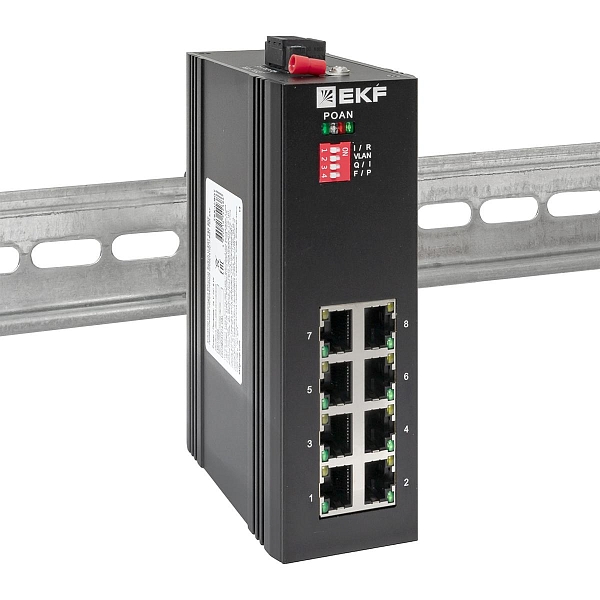 Промышленный неуправляемый коммутатор U-8GT, 8 портов 10/100/1000Base-T(X) RJ45, монтаж на динрейку TSX EKF