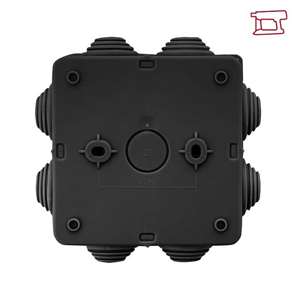 Коробка распределительная КМР-030-031 с крышкой (85x85x40) для прямого монтажа 8 мембр. вводов чёрная IP55 EKF