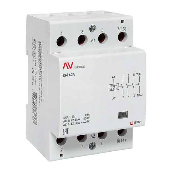 Контактор модульный КМ 40А 4NO 230В АС (3 мод.) AVERES EKF