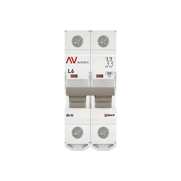 Выключатель автоматический AV-10 2P 6A (L) 10kA EKF AVERES