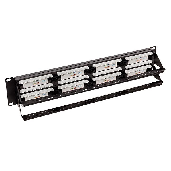 Патч-панель TERACOM CS 19'' Cat.6A 1U полный экран STP 24 порта RJ-45 Dual IDC с органайзером