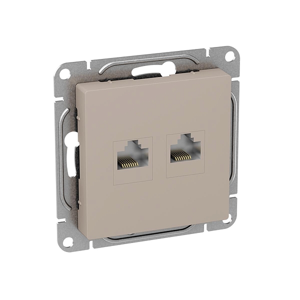 Механизм розетки RJ45 - 2шт, (cat6), кремовый Эпика EKF