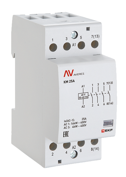 Контактор модульный КМ 25А 4NC 110В АС (2 мод.) AVERES EKF