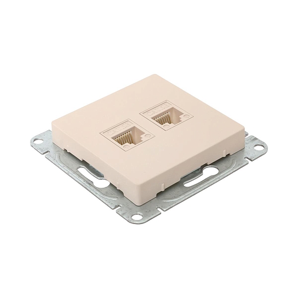 Механизм розетки RJ45 - 2шт, (cat5), кремовый Эпика EKF
