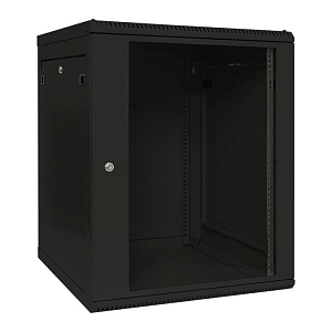 Шкаф настенный 19" TERACOM PRO 15U 600x600 мм дверь стеклянная с замком-ручкой чёрный