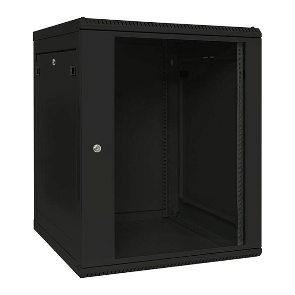 Шкаф настенный 19" TERACOM PRO 15U 600x600 мм дверь стеклянная с замком-ручкой чёрный