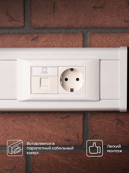 Рамка+суппорт 4 модуля (2 поста) для парапетного кабельного канала EKF C-Line
