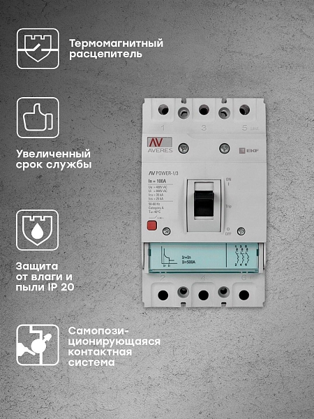 Выключатель автоматический в литом корпусе AV-POWER-1/3 100А 35кА TR EKF