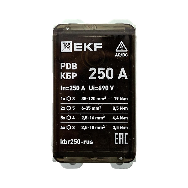 Клеммный блок распределительный КБР 250A EKF