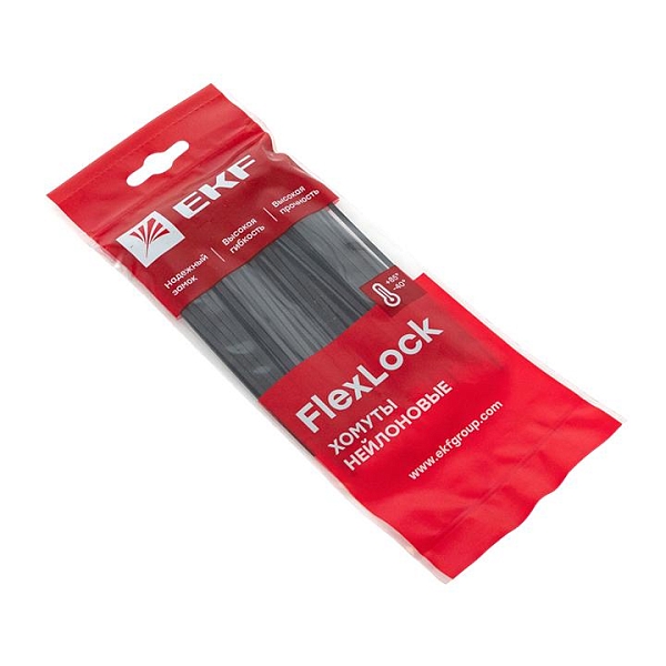 Хомут P6.6 стандартный (ч), 2.5x120 (100шт) FlexLock EKF
